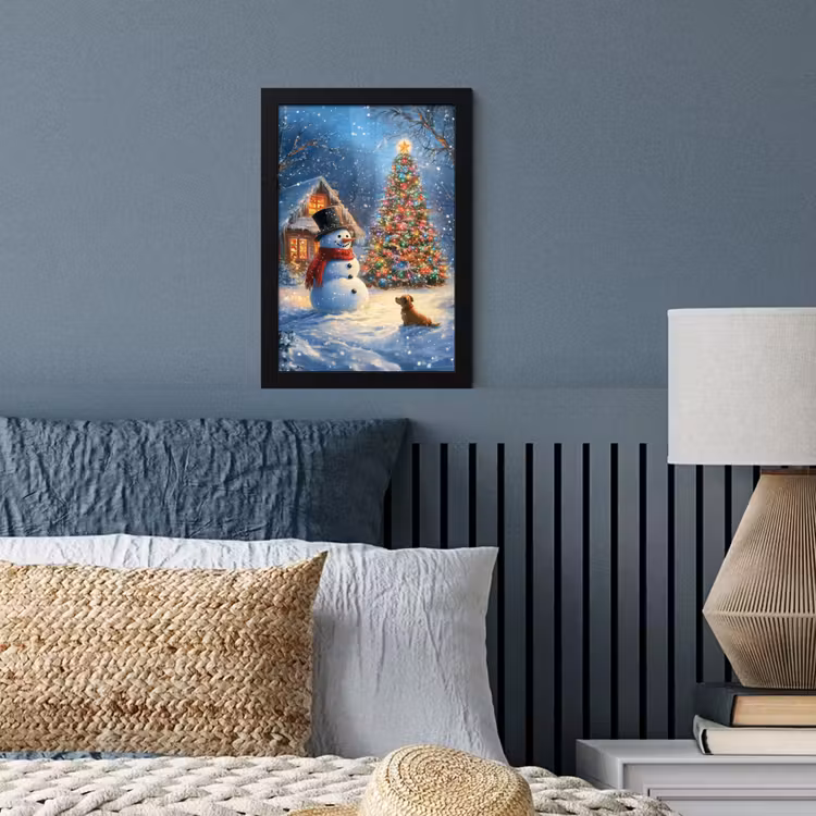 Poster met lijst - Kerstwonder - Winteravond - Kleurrijk — 3