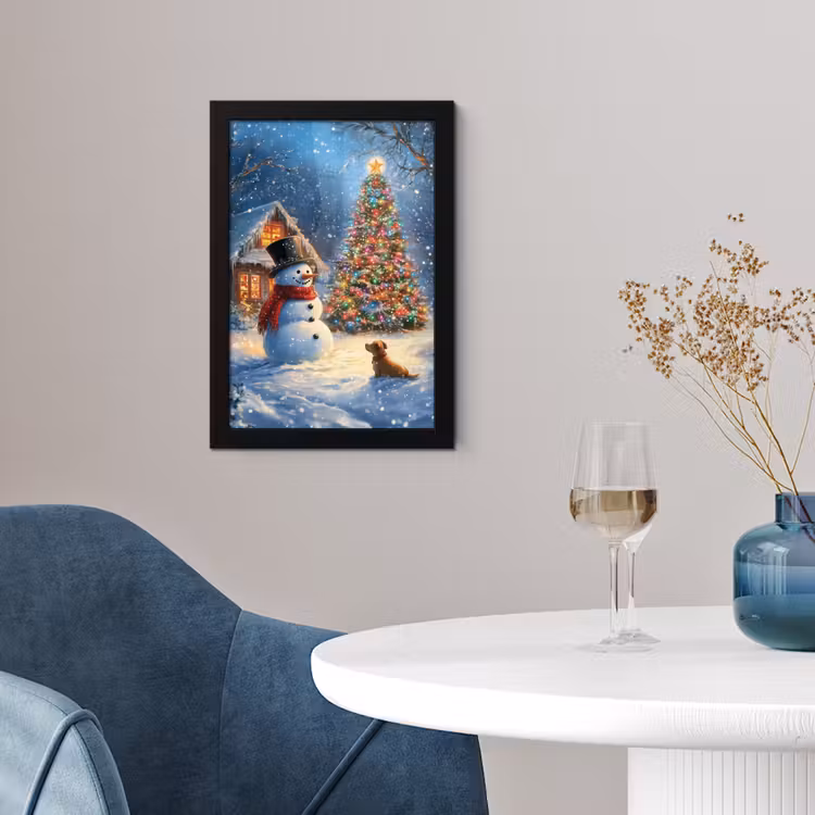 Poster met lijst - Kerstwonder - Winteravond - Kleurrijk — 4