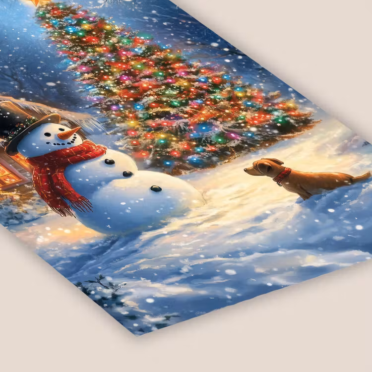 Poster met lijst - Kerstwonder - Winteravond - Kleurrijk — 7