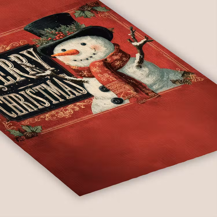 Poster met lijst - Klassiek - Kerstgroet - Sneeuwpop - Rood — 7