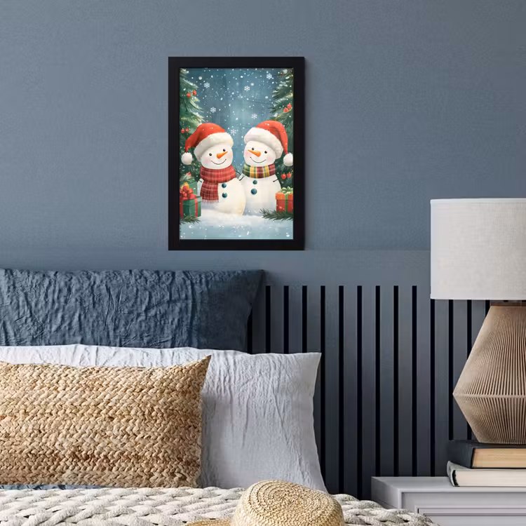 Poster met lijst - Sneeuwpop - Kerstsneeuw - Groen - Rood — 3