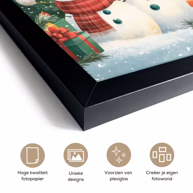 Poster met lijst - Sneeuwpop - Kerstsneeuw - Groen - Rood — 6