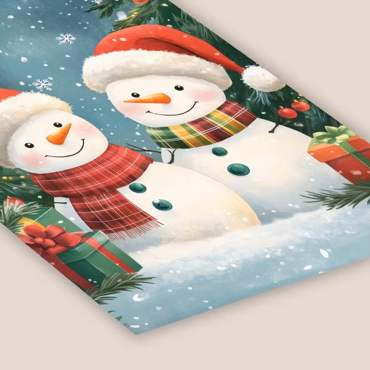 Poster met lijst - Sneeuwpop - Kerstsneeuw - Groen - Rood — 7