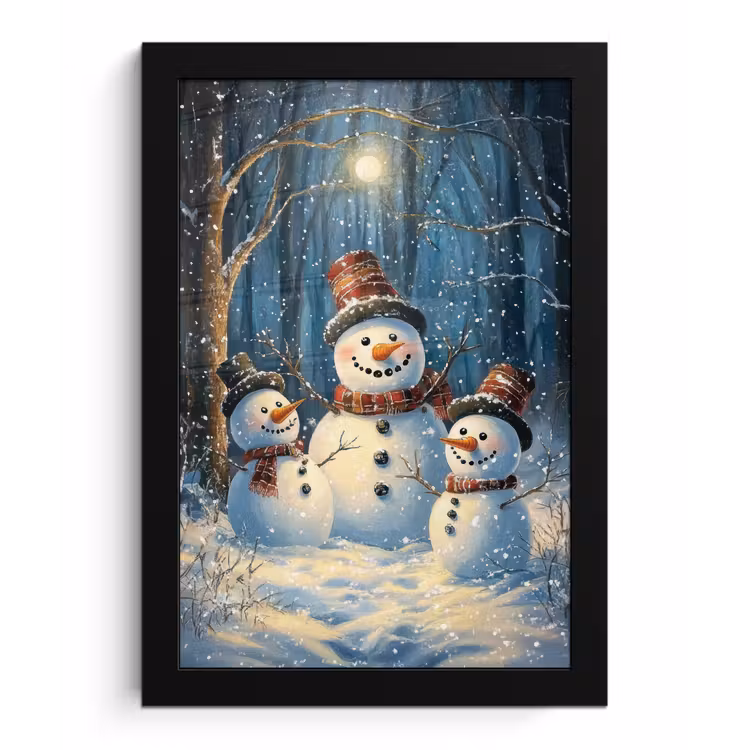 Poster met lijst - Sneeuwpop - Sneeuw - Winter - Bos — 1