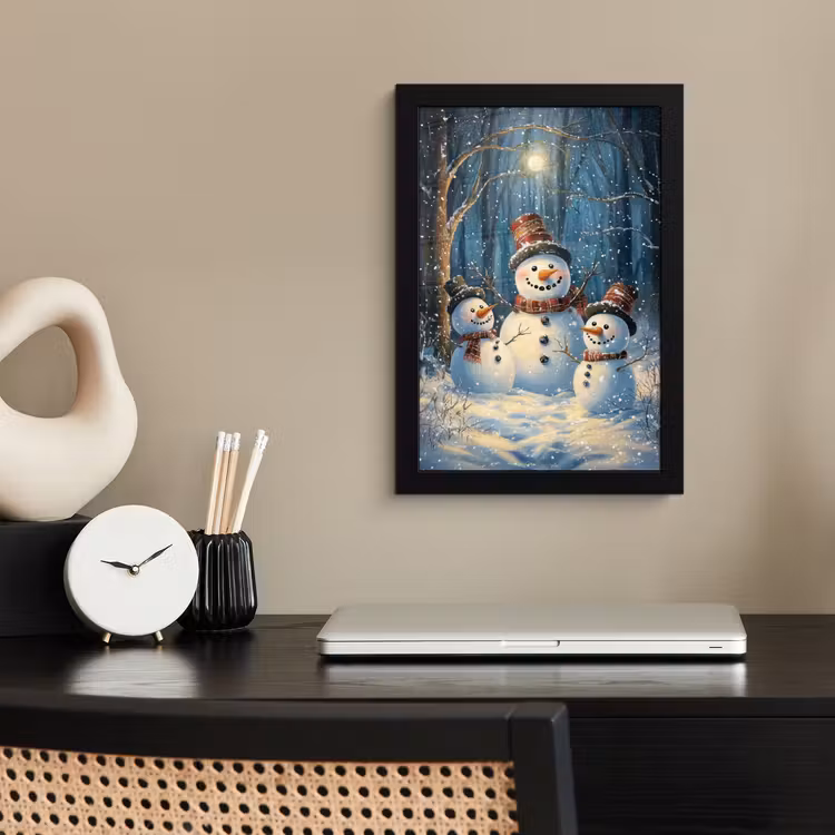 Poster met lijst - Sneeuwpop - Sneeuw - Winter - Bos — 2
