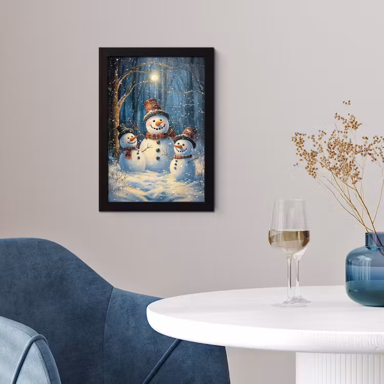 Poster met lijst - Sneeuwpop - Sneeuw - Winter - Bos — 4