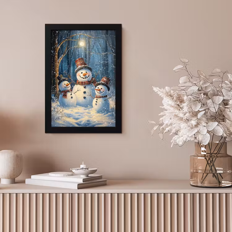 Poster met lijst - Sneeuwpop - Sneeuw - Winter - Bos — 5