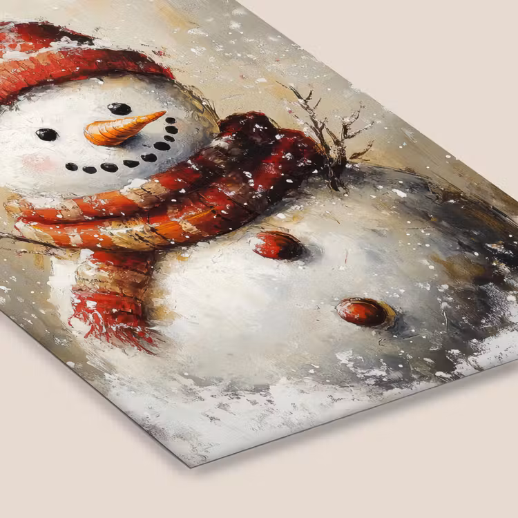 Poster met lijst - Sneeuwpop - Winter - Sneeuw - Beige — 7