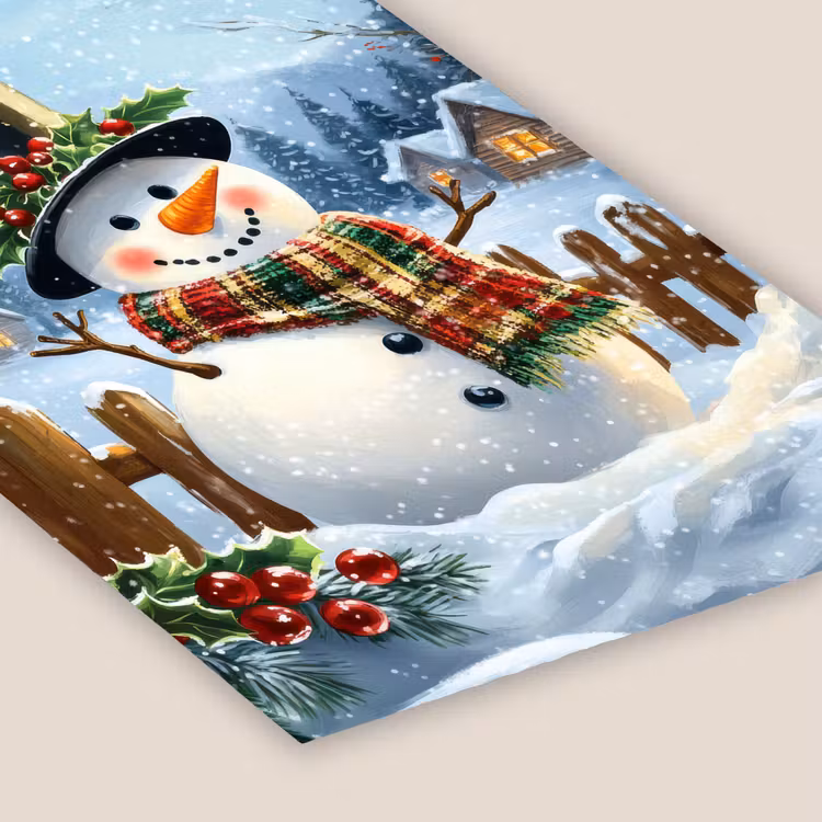 Poster met lijst - Sneeuwpop - Winterdorp - Kleurrijk — 7