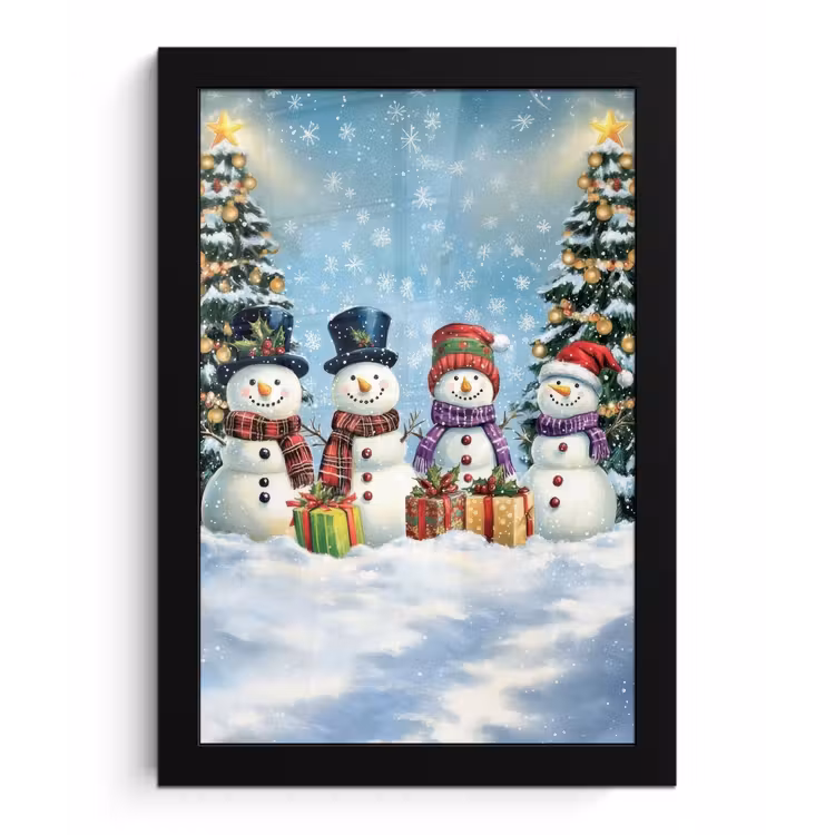 Poster met lijst - Vrolijk - Sneeuw - Kleurrijk — 1