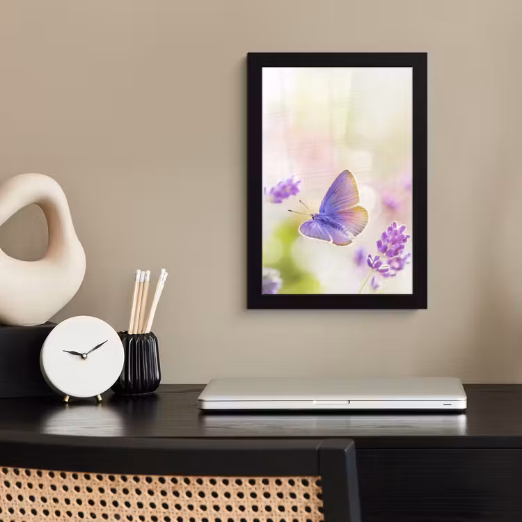 Poster met lijst - Lavendel - Vlinder - Bloemen — 2