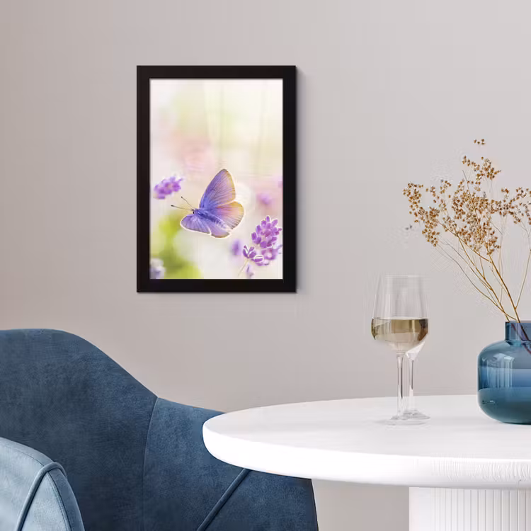 Poster met lijst - Lavendel - Vlinder - Bloemen — 4