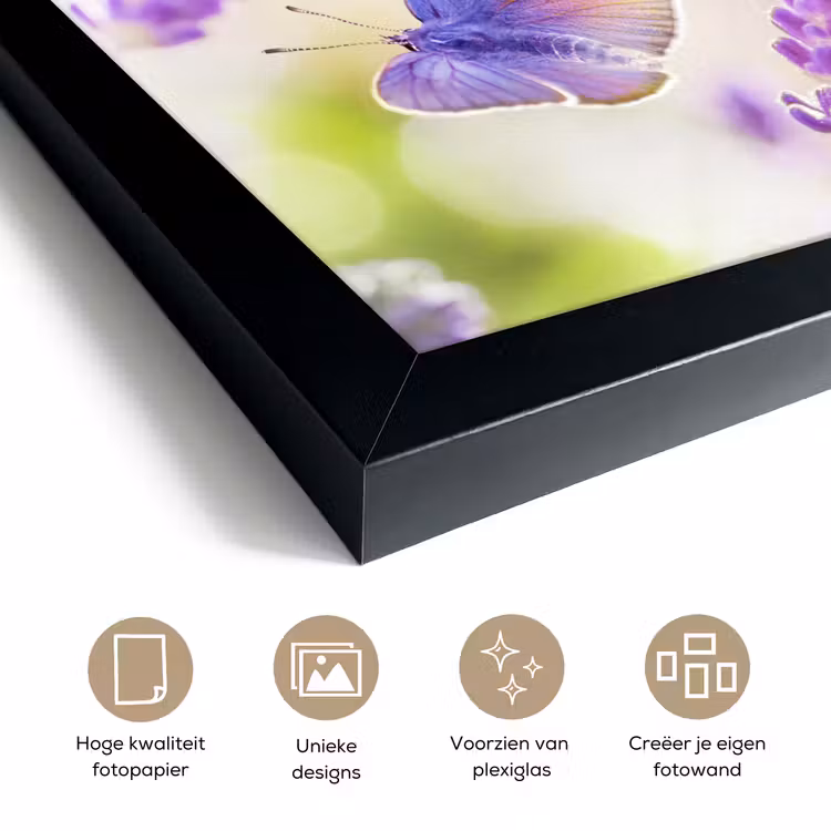 Poster met lijst - Lavendel - Vlinder - Bloemen — 6