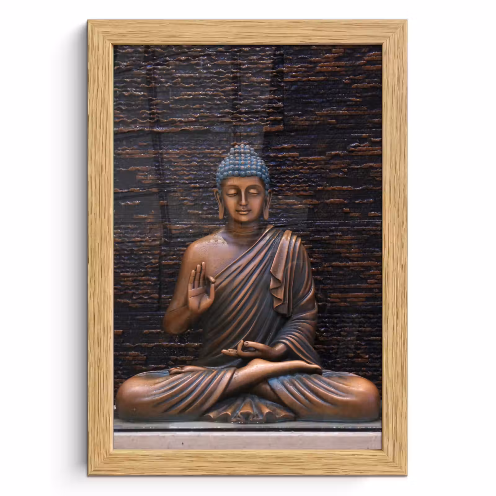 Poster met lijst - Boeddha - Buddha beeld - Bruin - Spiritueel - Meditatie — 1