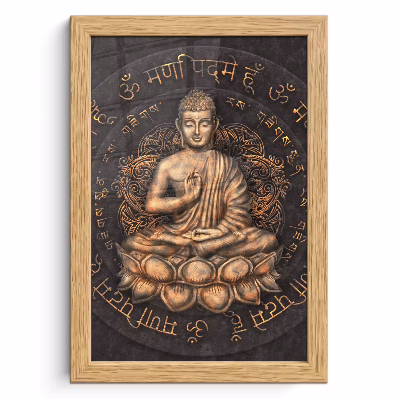 Poster met lijst - Boeddha - Mantra - Meditatie - Spiritueel - Koper — 1