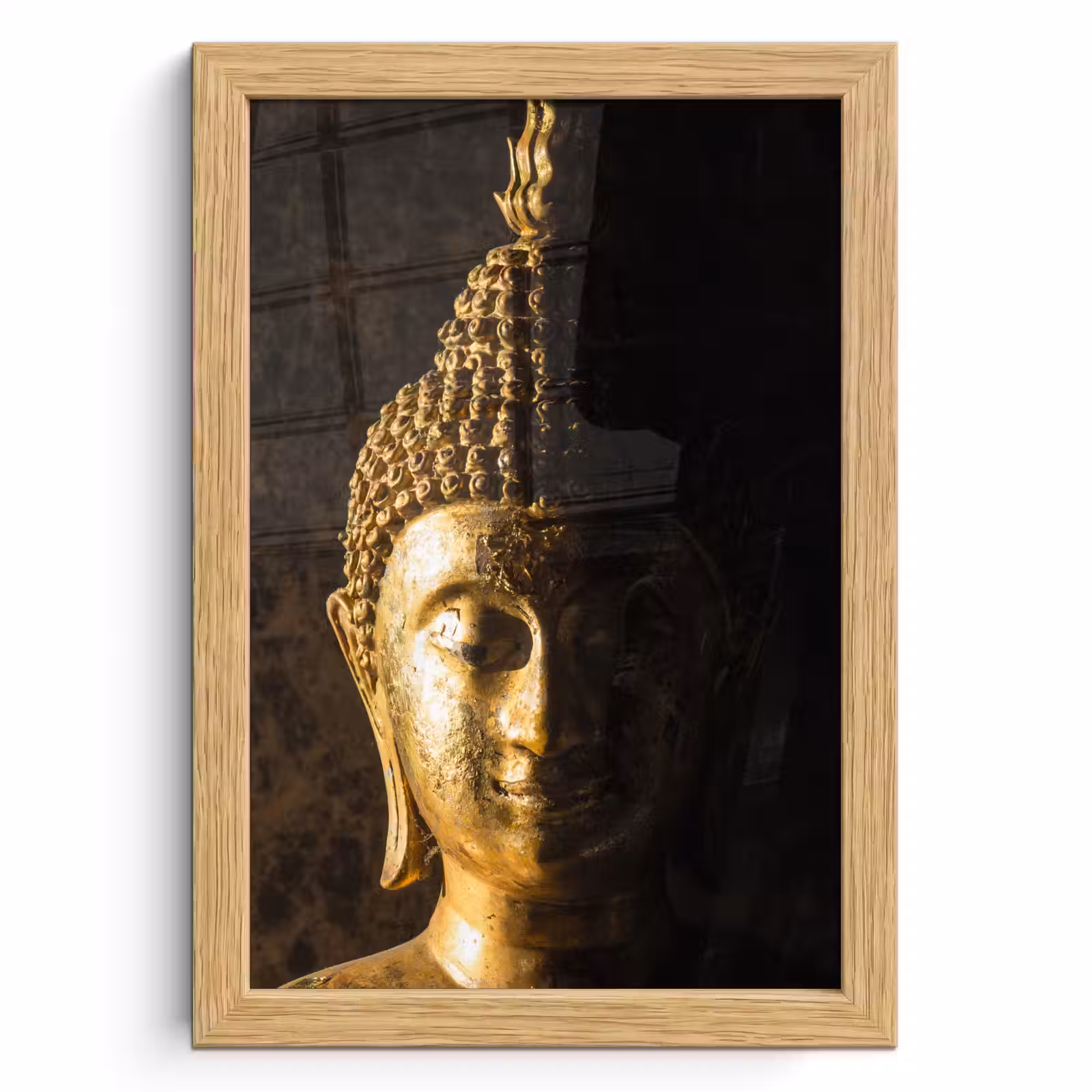 Poster met lijst - Buddha - Boeddha beeld - Goud - Spiritueel - Zwart — 1
