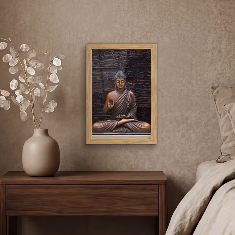 Poster met lijst - Boeddha - Buddha beeld - Bruin - Spiritueel - Meditatie — 4