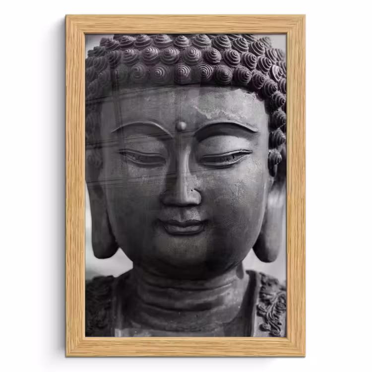 Poster met lijst - Boeddha - Grijs - Spiritualiteit - Buddha beeld - Religie — 1