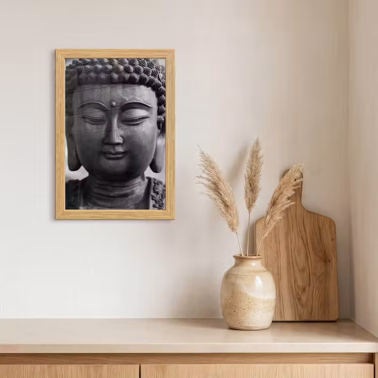 Poster met lijst - Boeddha - Grijs - Spiritualiteit - Buddha beeld - Religie — 3