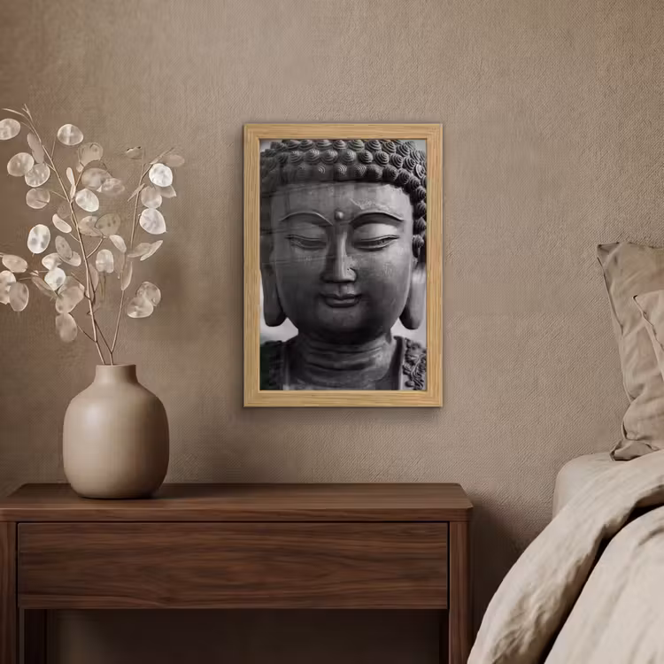 Poster met lijst - Boeddha - Grijs - Spiritualiteit - Buddha beeld - Religie — 4