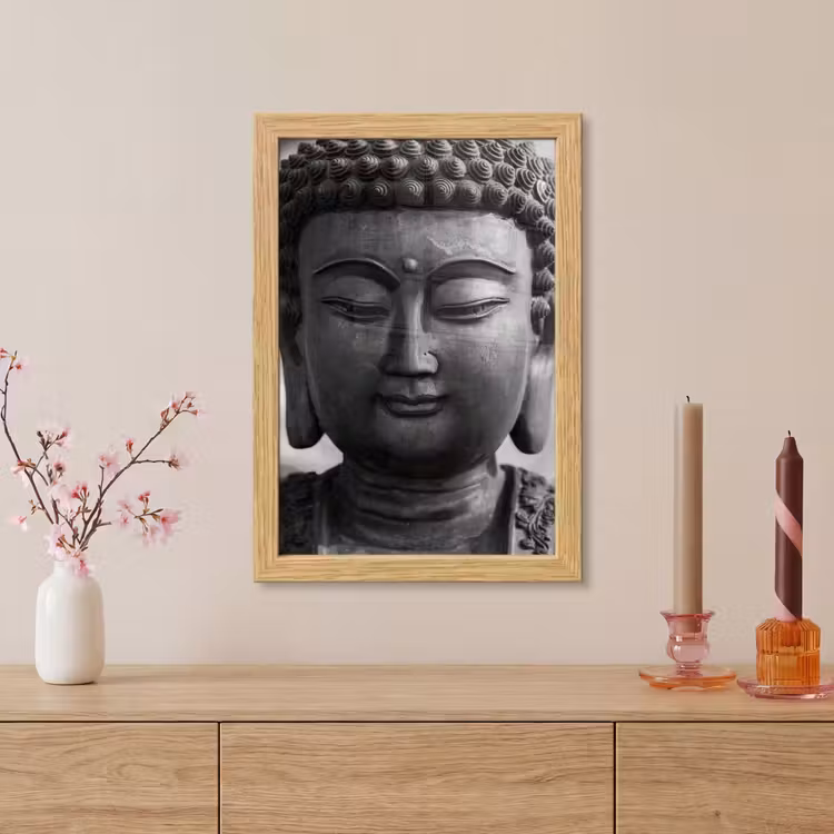 Poster met lijst - Boeddha - Grijs - Spiritualiteit - Buddha beeld - Religie — 5