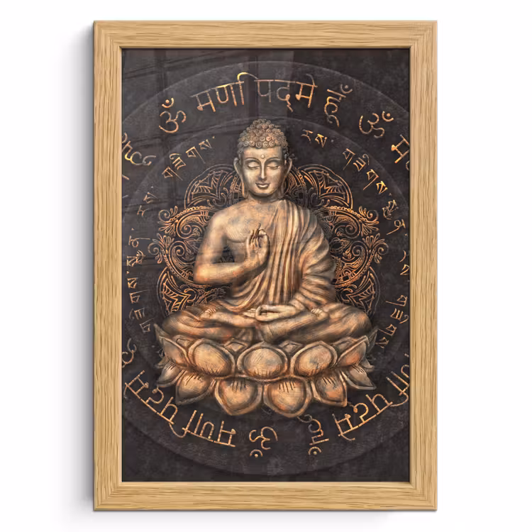 Poster met lijst - Boeddha - Mantra - Meditatie - Spiritueel - Koper — 1
