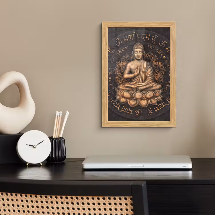 Poster met lijst - Boeddha - Mantra - Meditatie - Spiritueel - Koper — 2
