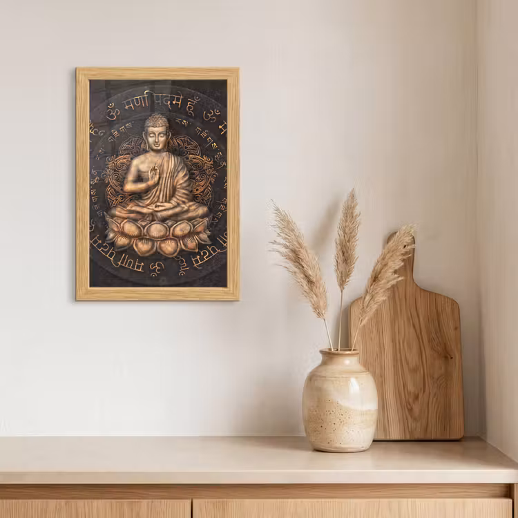 Poster met lijst - Boeddha - Mantra - Meditatie - Spiritueel - Koper — 3