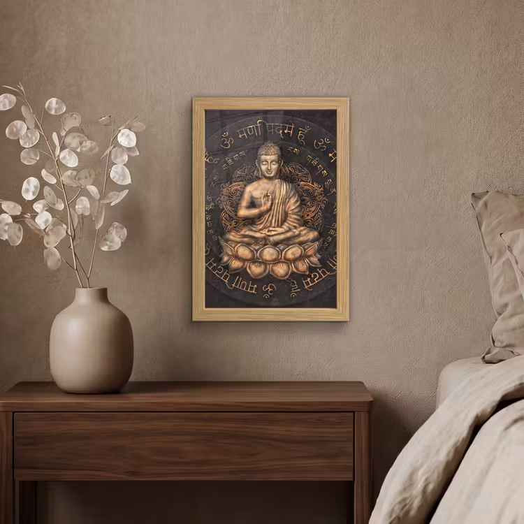 Poster met lijst - Boeddha - Mantra - Meditatie - Spiritueel - Koper — 4