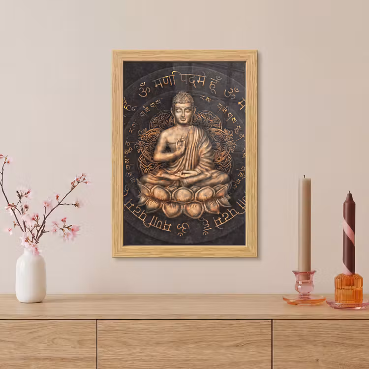 Poster met lijst - Boeddha - Mantra - Meditatie - Spiritueel - Koper — 5