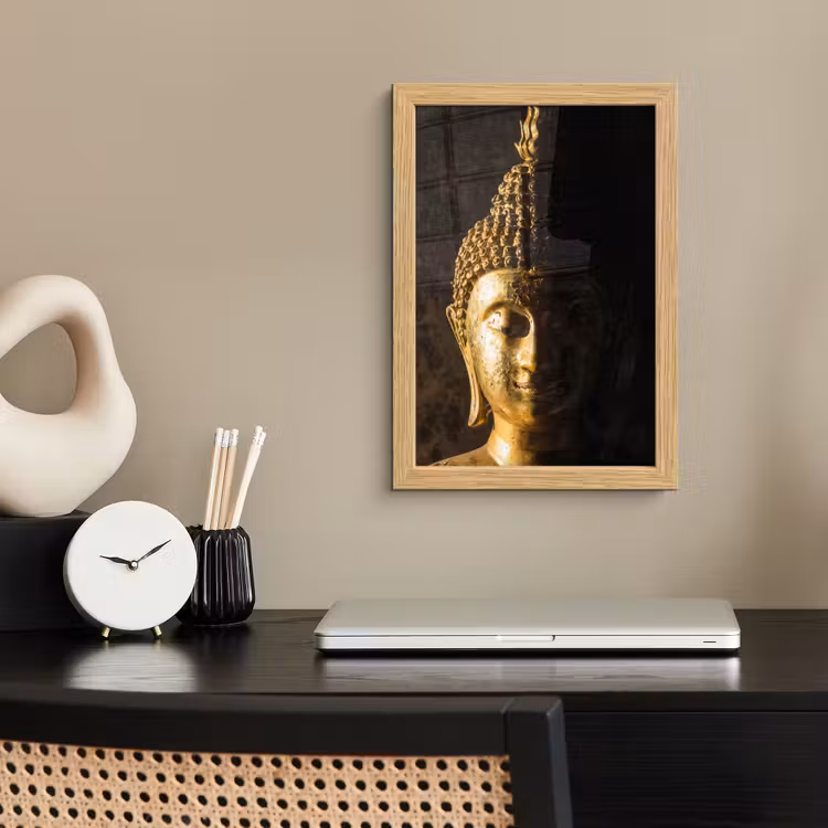 Poster met lijst - Buddha - Boeddha beeld - Goud - Spiritueel - Zwart — 2