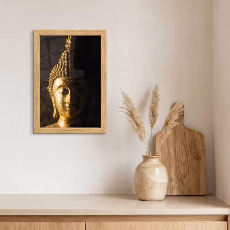 Poster met lijst - Buddha - Boeddha beeld - Goud - Spiritueel - Zwart — 3