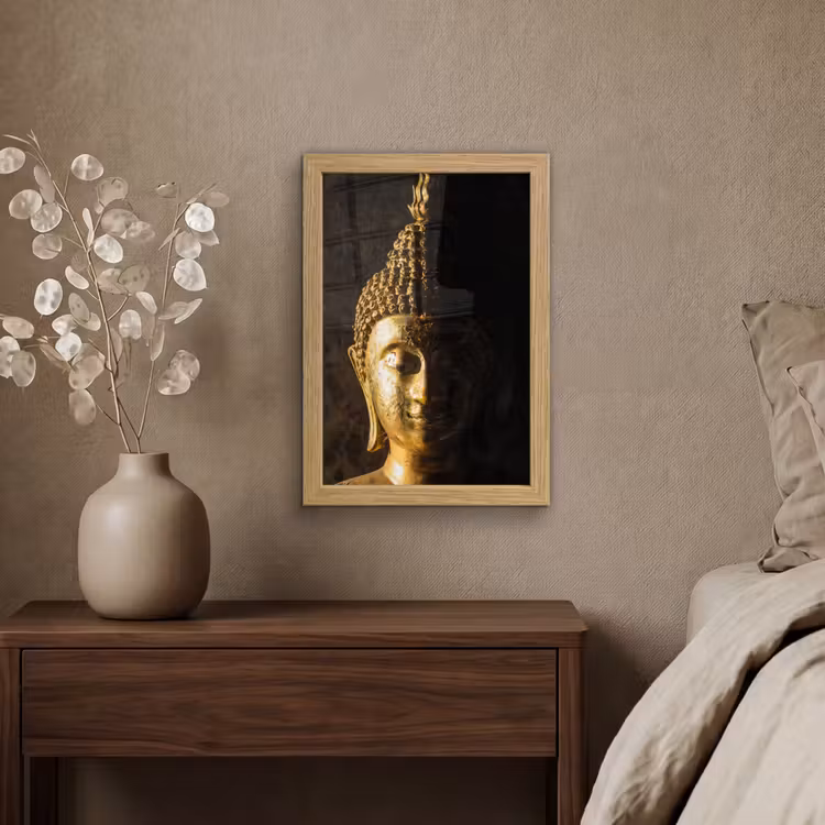 Poster met lijst - Buddha - Boeddha beeld - Goud - Spiritueel - Zwart — 4