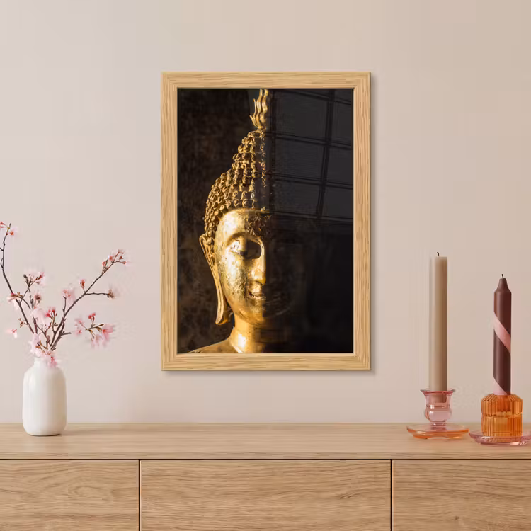 Poster met lijst - Buddha - Boeddha beeld - Goud - Spiritueel - Zwart — 5
