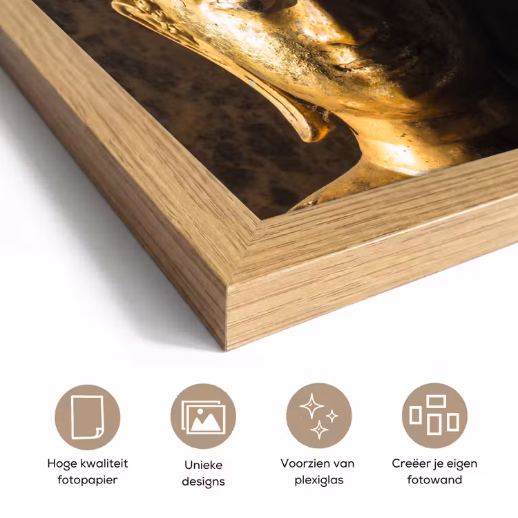 Poster met lijst - Buddha - Boeddha beeld - Goud - Spiritueel - Zwart — 6