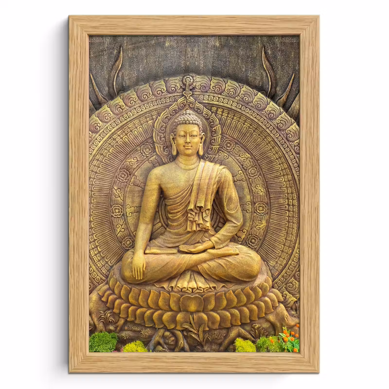Poster met lijst - Goud - Boeddha beeld - Spiritueel - Meditatie — 1