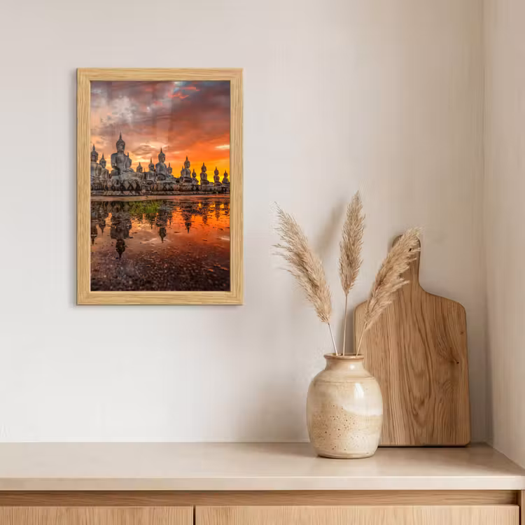 Poster met lijst - Boeddha beelden - Zonsondergang - Water - Boeddhisme — 3