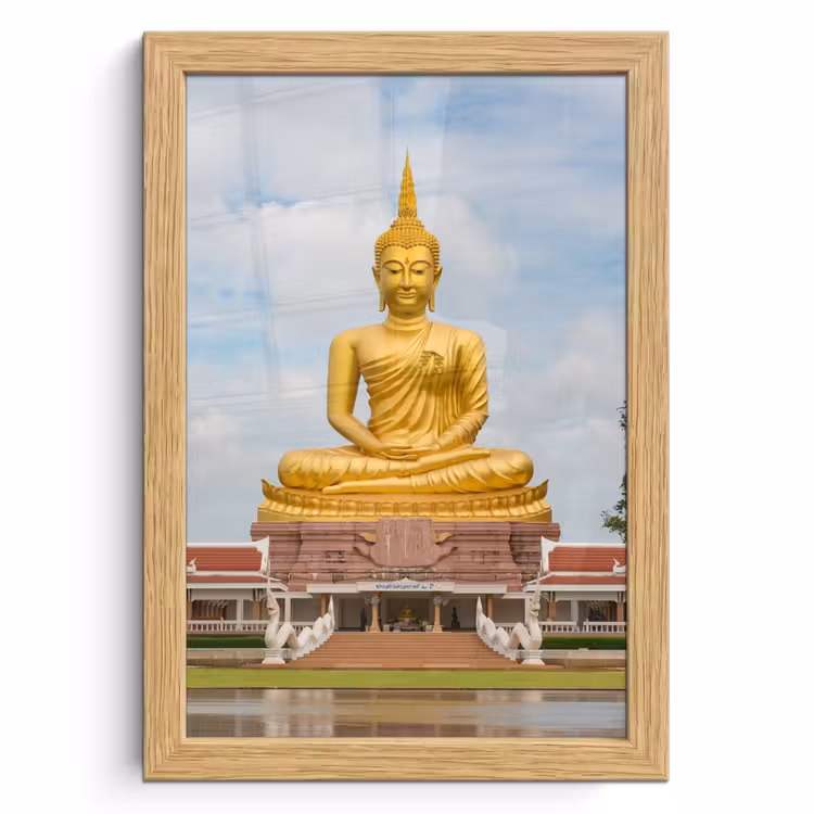 Poster met lijst - Boeddha - Buddha beeld - Goud - Religie — 1