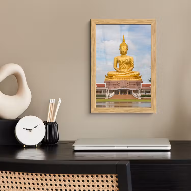 Poster met lijst - Boeddha - Buddha beeld - Goud - Religie — 2