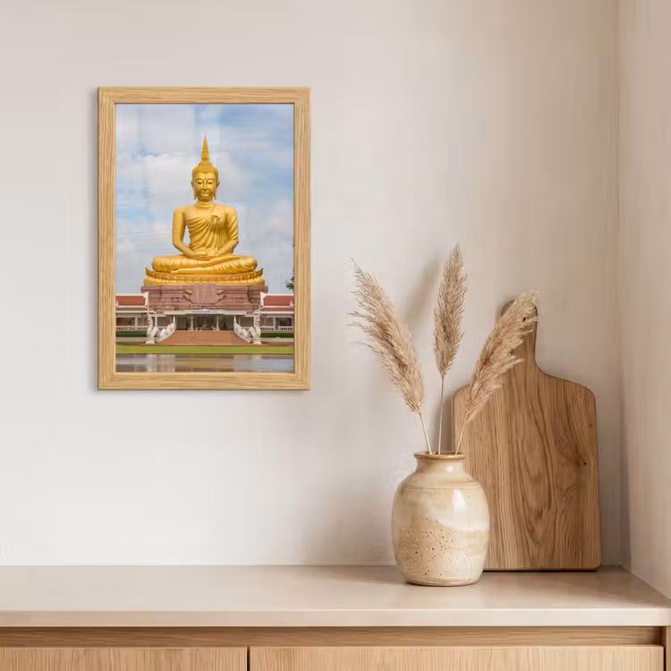 Poster met lijst - Boeddha - Buddha beeld - Goud - Religie — 3