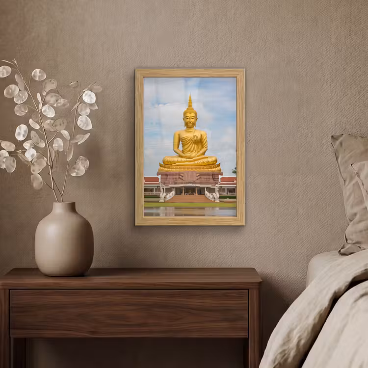 Poster met lijst - Boeddha - Buddha beeld - Goud - Religie — 4