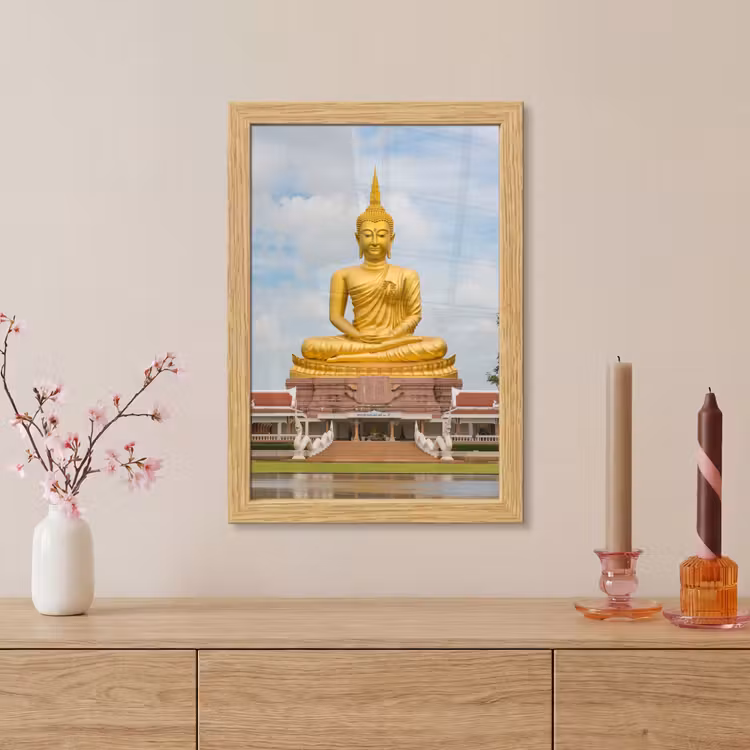 Poster met lijst - Boeddha - Buddha beeld - Goud - Religie — 5