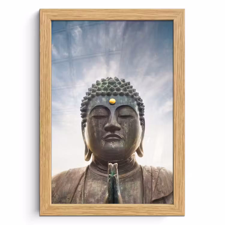 Poster met lijst - Boeddha hoofd - Buddha - Lucht - Spiritueel - Meditatie — 1