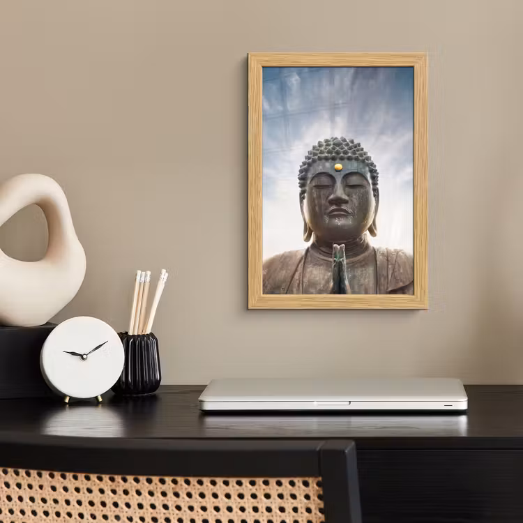 Poster met lijst - Boeddha hoofd - Buddha - Lucht - Spiritueel - Meditatie — 2