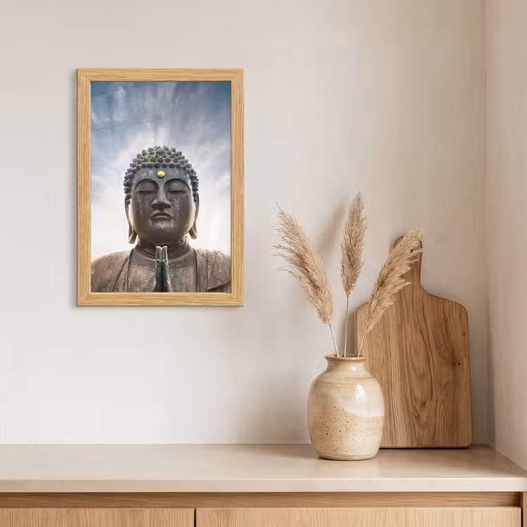 Poster met lijst - Boeddha hoofd - Buddha - Lucht - Spiritueel - Meditatie — 3