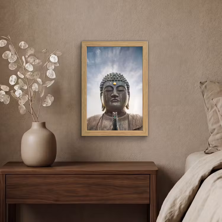 Poster met lijst - Boeddha hoofd - Buddha - Lucht - Spiritueel - Meditatie — 4