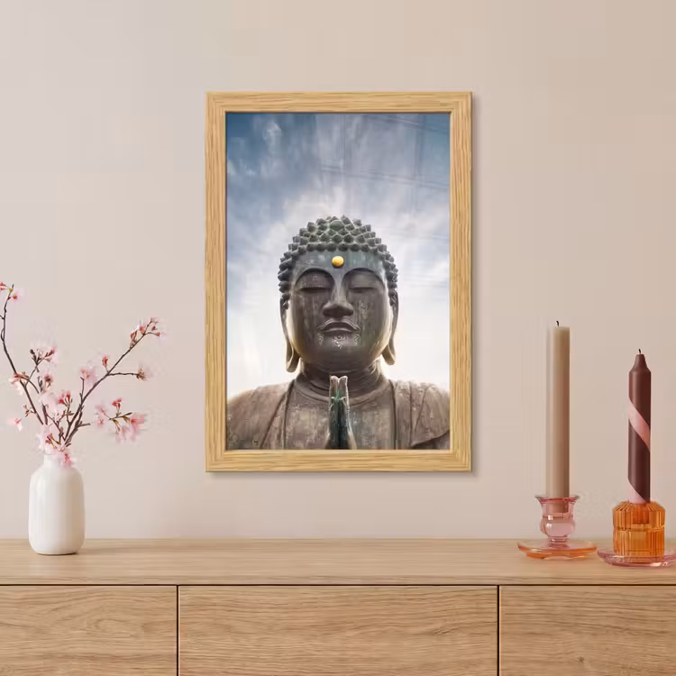 Poster met lijst - Boeddha hoofd - Buddha - Lucht - Spiritueel - Meditatie — 5