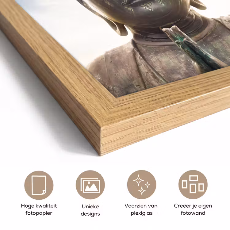 Poster met lijst - Boeddha hoofd - Buddha - Lucht - Spiritueel - Meditatie — 6