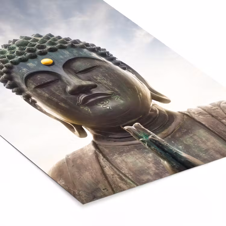 Poster met lijst - Boeddha hoofd - Buddha - Lucht - Spiritueel - Meditatie — 7