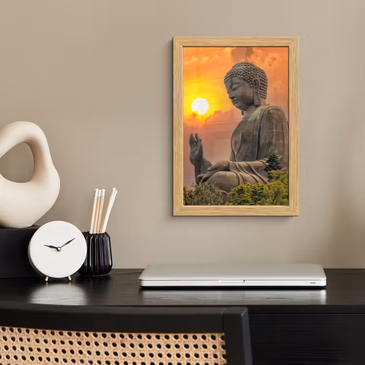 Poster met lijst - Buddha - Zonsondergang - Boeddha beelden - Planten — 2